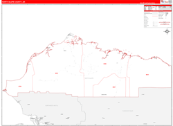 North SlopeBorough (County), AK Wall Map Zip Code Red Line Style 2024